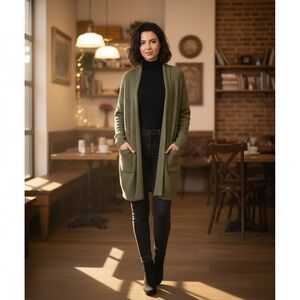 Bullock’s Vintage Women’s Large Tan Acrylic Long Sleeve Open Cardigan